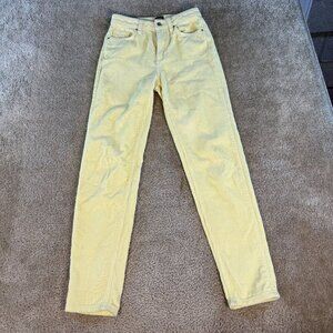 BDG Urban Outfitters Womens Sz 25 Yellow Corduroy High Rise MOM Jeans Pants F510